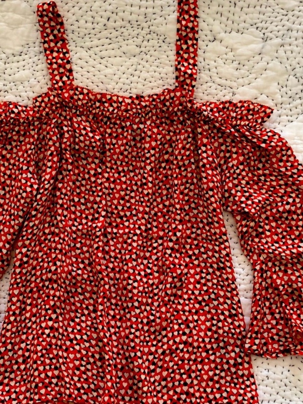 J Crew cold shoulder bell sleeve top. Silk.